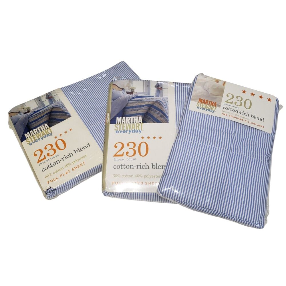 NEW Martha Stewart Everyday Full Size 230 Thread Count Set of Sheet